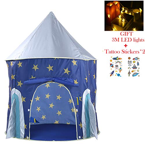 Georgie Porgy Casa de Juego Plegable para Niños Portátil Tienda Castillo Jardín de Juguete al Aire Libre de Interior Cohete Gratis para Luz LED + Niños Tatuaje Pegatina *2