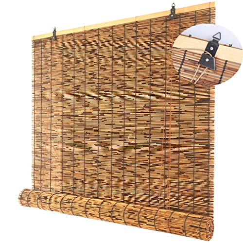 Geovne Cortina de Paja,Estores de Bambú,Persianas Romanas Retro,Aislamiento Térmico/Transpirables/Naturales,Adecuado para Puertas Y Ventanas,Patio,Terraza (150x250cm/59x99in)