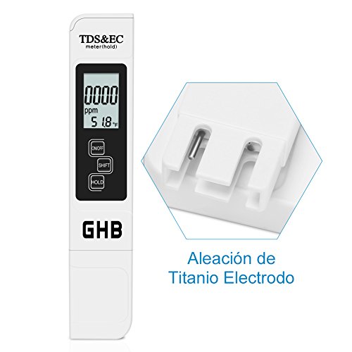 GHB Medidor de Conductividad del Agua con Pantalla LCD Multifuncional Medidor TDS EC