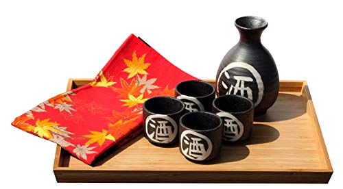 Gifts Of The Orient GOTO® - Sake Tradicional Negro Japonés Con Caligrafía Blanca