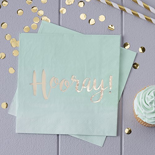 Ginger Ray- Ombre Hooray Party Paper Napkins 20 unidades, Color verde menta (PM-223)