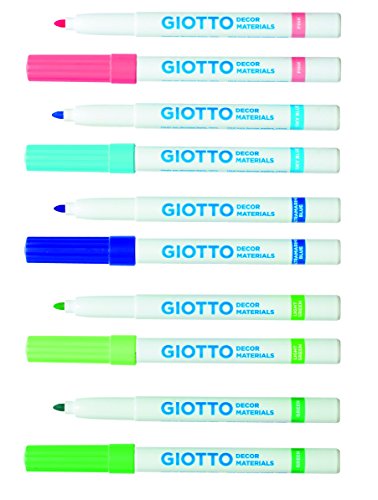 Giotto Decor Materials - Estuche 12 rotuladores decorativos multisuperficie, tinta base agua