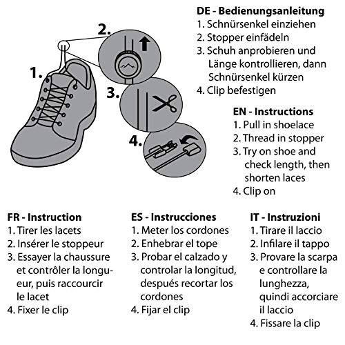 gipfelsport Cordon Elastico Zapatillas - Cordones sin Atar | para niños y Adultos | Cordones Deportivos, Triatlon | 2X Par de Negro/Negro