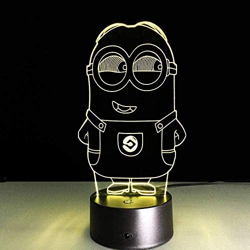 giyiohok Lámpara de ilusión 3D Luz de noche LED Novedad Minions Lámpara de mesa táctil colorida para niños Regalo de bebé Fiesta de cumpleaños Dormitorio Decoración del hogar