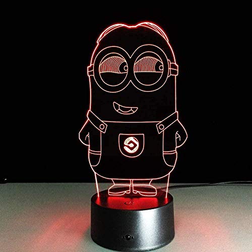 giyiohok Lámpara de ilusión 3D Luz de noche LED Novedad Minions Lámpara de mesa táctil colorida para niños Regalo de bebé Fiesta de cumpleaños Dormitorio Decoración del hogar