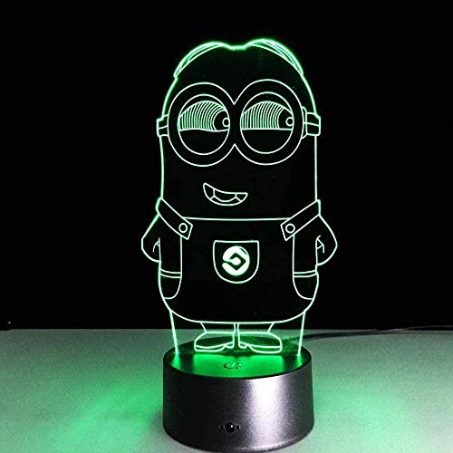 giyiohok Lámpara de ilusión 3D Luz de noche LED Novedad Minions Lámpara de mesa táctil colorida para niños Regalo de bebé Fiesta de cumpleaños Dormitorio Decoración del hogar