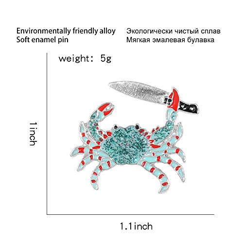 GJongie para Mujer Broches Broche De Cangrejo De Mar, Cuchillo De Cangrejo Verde, Alfiler De Esmalte Brillante, Insignia De Animal Marino, Broche De Cangrejo, Joyería Única De Moda para Mochila