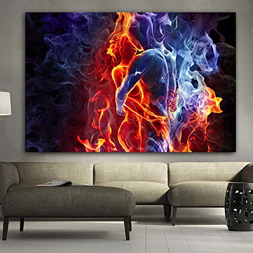 GJQFJBS Impresión de Lienzo Imagen de Dedo de Hielo y Fuego Amor Pintura de Pared Imagen de Arte para Sala de Estar Decoración de póster Pintura A5 60x90cm