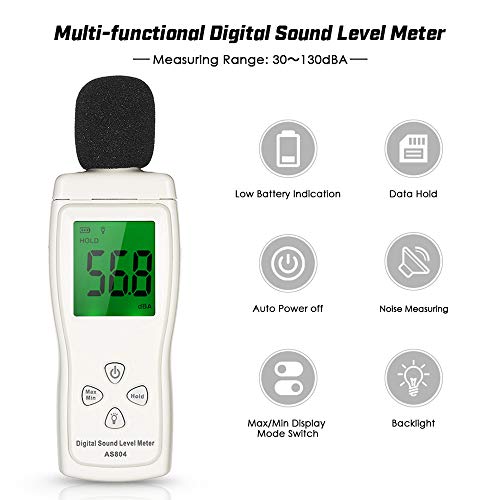 GKD Sonómetro Digital, decibelio del Metro de Audio Digital con Pantalla LCD, Volumen Instrumento de medición acústica con Sensor de Alta precisión para medir el Nivel sonoro