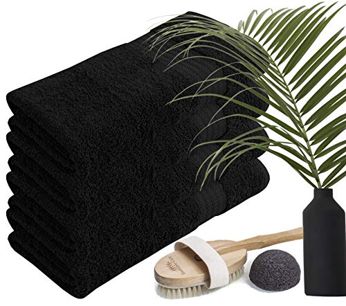 GLAMBURG Juego de Toallas de baño de algodón Premium de 4 Paquetes - 100% algodón Puro - 4 Toallas de baño 68x137 Cm - Ideal para Uso Diario - Ultra Suave y Altamente Absorbente - Negro