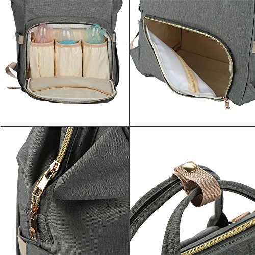 Glenmore's Page Mochila Carro Bebe Pañales Bolso Maternal Mochilas para Mama Impermeable Grande Mochilas Viaje (Gris)