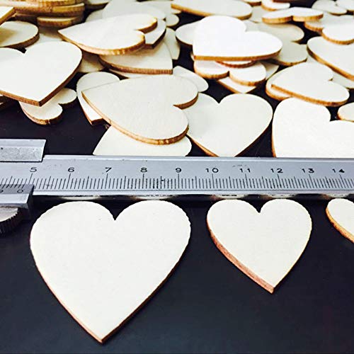 Globaldream 210 piezas Tamaño mixto Corazones de amor Corazones de madera Pequeño corazón de madera inacabado Piezas de madera en blanco artesanales Mesa de boda rústica Dispersión Confeti