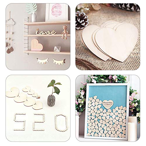 Globaldream 210 piezas Tamaño mixto Corazones de amor Corazones de madera Pequeño corazón de madera inacabado Piezas de madera en blanco artesanales Mesa de boda rústica Dispersión Confeti