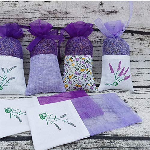 GLOBALDREAM 24 Piezas Bolsas de Lavanda Bolsitas Bolsas vacías Algodón de Gasa con cordón Morado para Lavanda, Especias y Hierbas