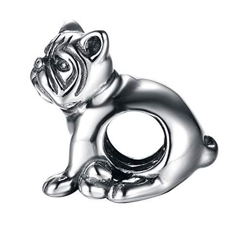 Globalwin - Abalorio de perro de plata de ley 925 para adaptarse a pulseras de Trollbeads