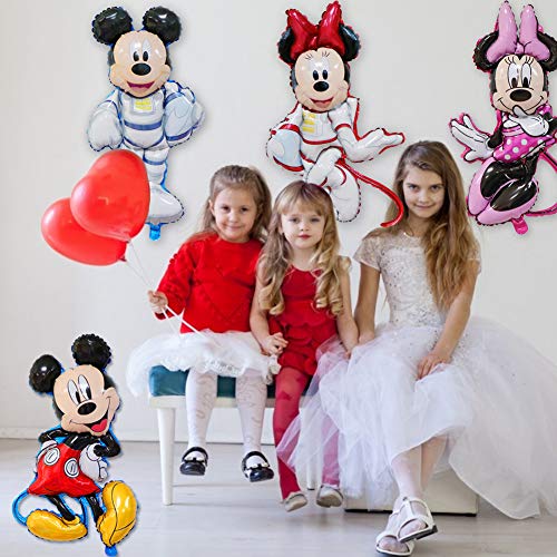 Globo de Mickey WENTS Globo de papel de aluminio para cumpleaños Globo de aire Mickey Minnie Decoración de cumpleaños para niños Globo de cumpleaños XXL Globos de helio Juego de decoración 6PCS