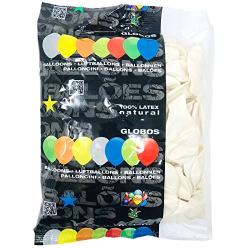 Globos Festival 100 Globos de látex Blancos Metalizados Surtidos 8" 20CM Biodegradable Fabricado en España Globos Blancos Metalizados para Fiestas, Comuniones, Cumpleaños, Eventos