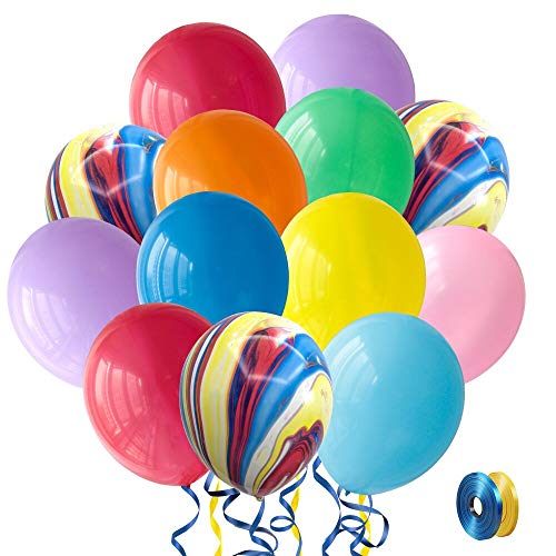 Globos Helio Coloridos SKYIOL 100 piezas 30cm Globos de Colores Látex Multicolores Globos con 2 Cinta de 10m para Niños Niñas Cumpleaños Comunion Bodas Aiversario Baby Shower Decoraciones de Fiesta