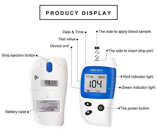 Glucosa en sangre kit de control de la diabetes kit Safe Accu2 de prueba de azúcar en sangre kit Codefree Pack 50 tiras para diabéticos-en mg/dL