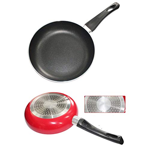 GMIN-Pan Sartén Gourmet Antiadherente De Inducción |20cm |Recipiente de cocción para Placas de inducción con Tapa de Vidrio Templado y Asas de baquelita Stay-Cool Antideslizantes |Rojo AAA~