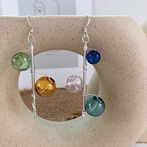 GMZOO Pendientes Colgantes Originales únicos de Burbujas de Color Caramelo para Mujeres Pendientes Largos de Bola de Vidrio soplado a Mano Femme Bijoux   Color de Mezcla