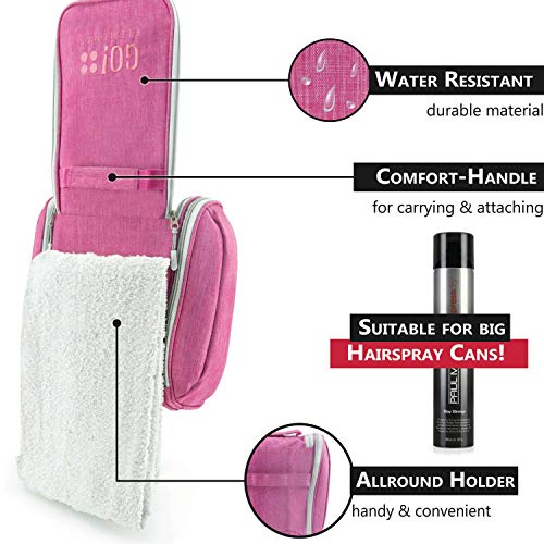 GO!elements® Bolsa de Aseo para Colgar Hombres y Mujeres | Neceser cosmético Hombre Grande Mujer para Maletas y Equipaje de Mano | Neceser de Viaje, Color:Rosa