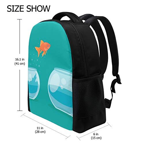 Goldfish Jump Mochila para ordenador portátil Mochila escolar Casual Daypack de viaje