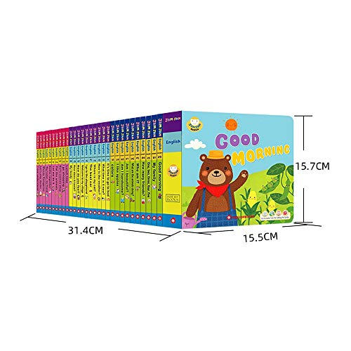 GonFan Los Libros para niños Inglés Completo 30 Inglés Libros de imágenes 0-6 años Los niños Cero Inglés básico de la Ilustración (Color : Multi-Colored, Size : 31.4x15.7x15.5cm)