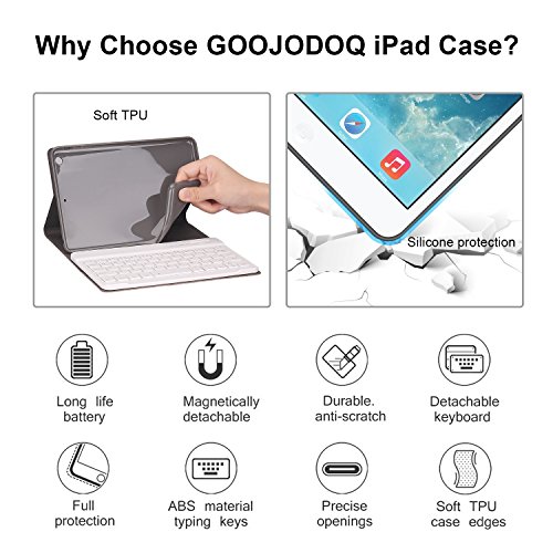 GOOJODOQ Funda de Teclado para iPad Mini 1/2/3 7.9"[Actualización] Cubierta de Soporte de TPU Suave con Teclado Bluetooth Desmontable magnéticamente para Apple iPad Mini 1 / Mini 2 / Mini 3