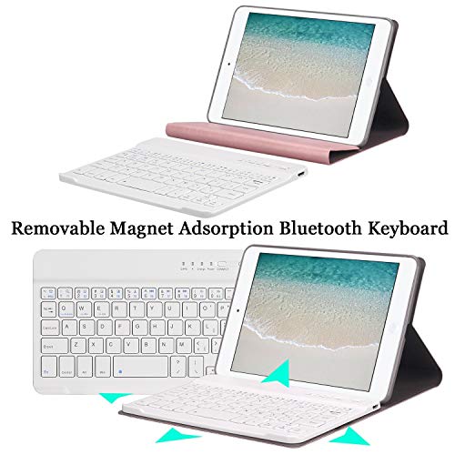 GOOJODOQ Funda de Teclado para iPad Mini 1/2/3 7.9"[Actualización] Cubierta de Soporte de TPU Suave con Teclado Bluetooth Desmontable magnéticamente para Apple iPad Mini 1 / Mini 2 / Mini 3