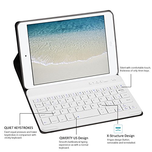 GOOJODOQ Funda de Teclado para iPad Mini 1/2/3 7.9"[Actualización] Cubierta de Soporte de TPU Suave con Teclado Bluetooth Desmontable magnéticamente para Apple iPad Mini 1 / Mini 2 / Mini 3