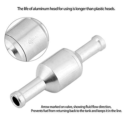 Gorgeri Válvula de retención unidireccional recta en línea y sin retorno disponible para combustible, aceite, gasolina Diesel Biodiesel Gas Líquido Agua Refrigerante Aire/Vacío (Aluminio)(6mm)