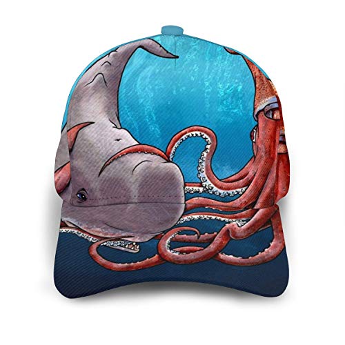 Gorra de béisbol Battle of The Deep Whale Octopus Unisex impresión 3D Snapback gorras ajustable gorra camionero sombreros negro