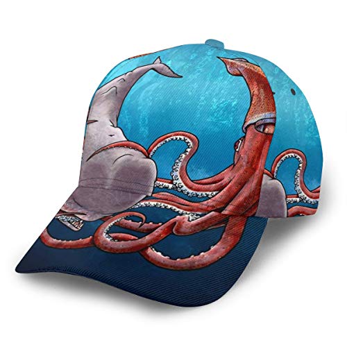 Gorra de béisbol Battle of The Deep Whale Octopus Unisex impresión 3D Snapback gorras ajustable gorra camionero sombreros negro