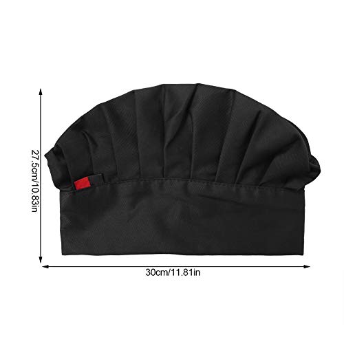 Gorro de cocinero - Gorro de cocinero ajustable, elástico, para adultos, Chef Baker, cocina Gorro de cocinero (Color : Black)