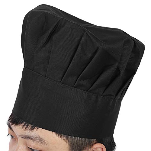 Gorro de cocinero - Gorro de cocinero ajustable, elástico, para adultos, Chef Baker, cocina Gorro de cocinero (Color : Black)