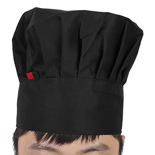 Gorro de cocinero - Gorro de cocinero ajustable, elástico, para adultos, Chef Baker, cocina Gorro de cocinero (Color : Black)