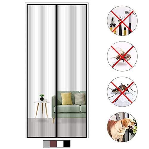 GOUDU Cortina Mosquitera Magnetica, 110x230cm Puertas mosquiteras Magnética Automático con Durable para Puertas Correderas/Balcones/Terraza, Negro A