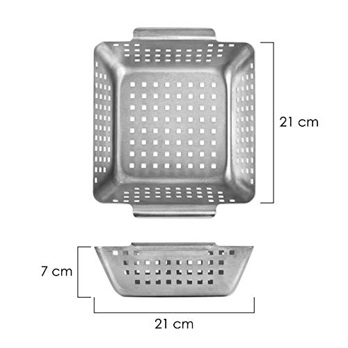 GOURMEO cesta de verdura para barbacoa de acero inoxidable | rejilla para barbacoa, cestillo freidor, cesta para frituras