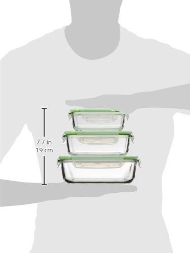 GOURMETmaxx Set de 3 contenedores de alimentos de vidrio, incluyendo la tapa | cierre cuádruple y sello de silicona | perfecta conservación del aroma de la comida