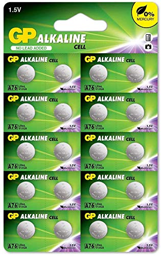 GP - Pack de 20 Pilas LR44 alcalinas de botón - Pilas A76 / AG13 / 357 / GP76A / SR44W 1,5V | Ideales para Relojes, calculadoras, Juguetes, linternas, Luces nocturnas, etc