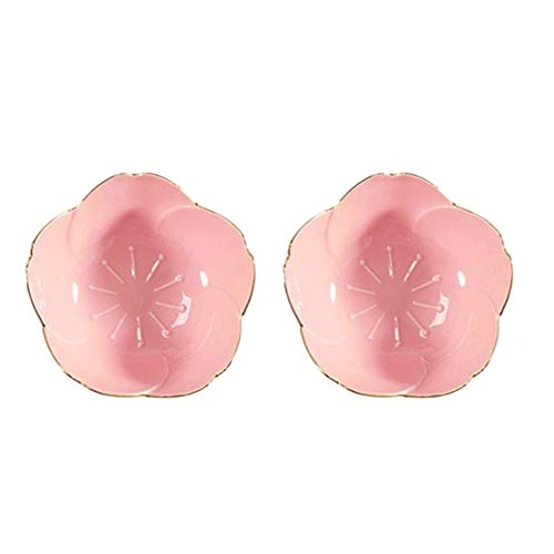 GPWDSN 2 Platos de cerámica pequeños, Mini Platos, Cuencos de inmersión para Salsa, vajilla, Utensilios de Cocina para condimento de Salsa de Tomate de Soja, condimento para Barbacoa (Rosa)