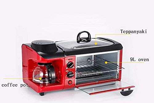 Gpzj Horno Conveccion Máquina de Desayuno multifunción, tostadora y cafetera, Desayuno de Tortilla de Horno de café Completamente automático 6 Veces la Temperatura, 1500 W