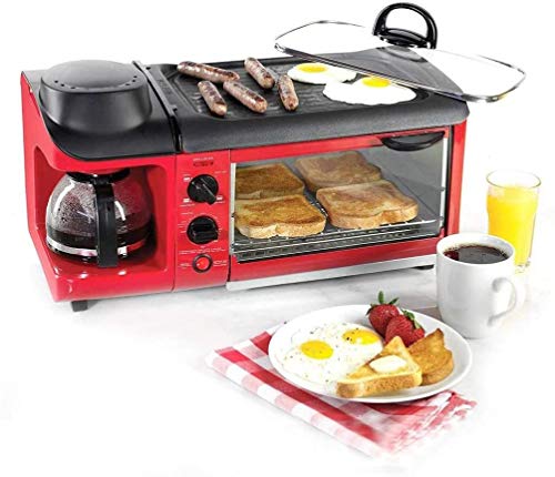 Gpzj Horno Conveccion Máquina de Desayuno multifunción, tostadora y cafetera, Desayuno de Tortilla de Horno de café Completamente automático 6 Veces la Temperatura, 1500 W