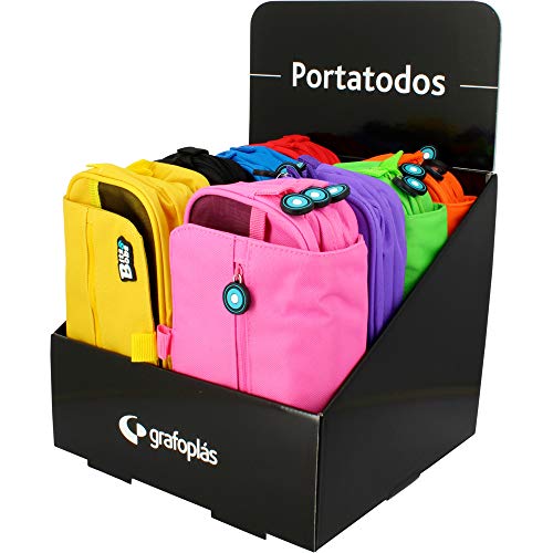 Grafoplás Bits & Bobs, Estuches 3 Compartimentos con Solapa, 23 cm, Negro