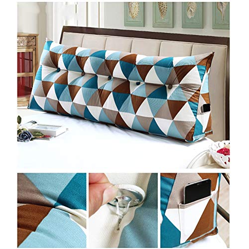 Grande suave Triangular respaldo cama Cojín matrimonio apoyo Atrás y Cintura，Cama doble cabecera de cama almohada Cojín De Lectura Triángulo Cojín Bolsa Suave con funda lavable ( Size : 200cm(78in) )