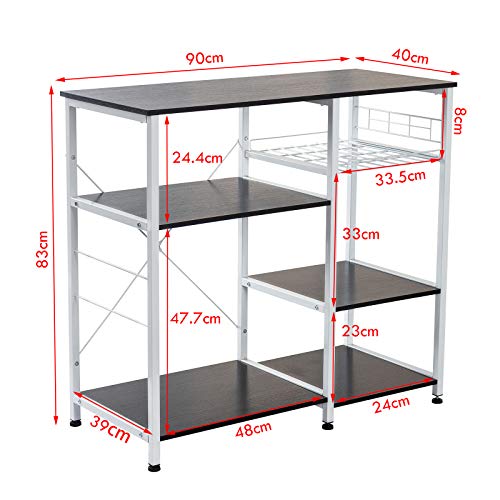 Grandma Shark Kitchen Baker's Rack, Soporte de Horno de microondas utilitario Estante de estación de Trabajo utilitario, Almacenamiento Multifuncional para Horno, Especias, vajilla (Negro)