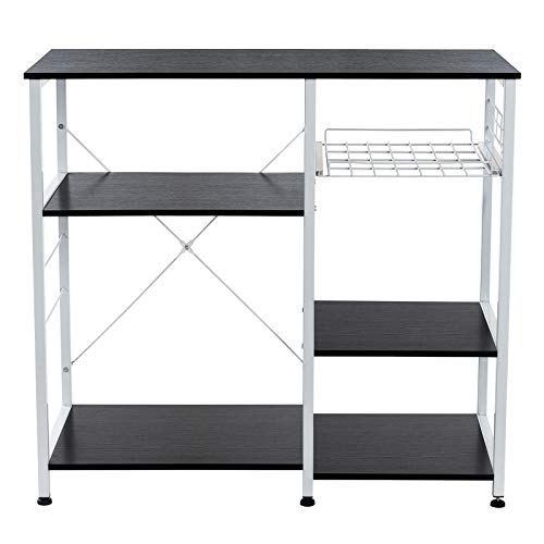 Grandma Shark Kitchen Baker's Rack, Soporte de Horno de microondas utilitario Estante de estación de Trabajo utilitario, Almacenamiento Multifuncional para Horno, Especias, vajilla (Negro)