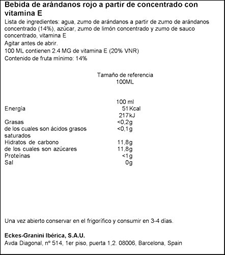 Granini - Arándano rojo - Zumo de frutas 1000 ml - Pack de 6 (Total 6000 ml)