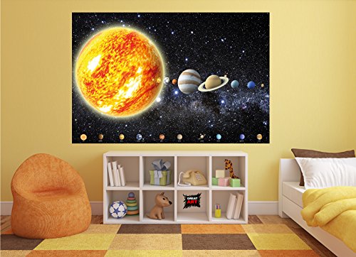 GREAT ART XXL Póster Cuarto De Los Niños – Planetas del Sistema Solar – Mural Galaxia Cosmos Espacio Universo Estrellas Y Tierra Cartel De La Pared Decoración Y Ilustración(140 X 100 Cm)